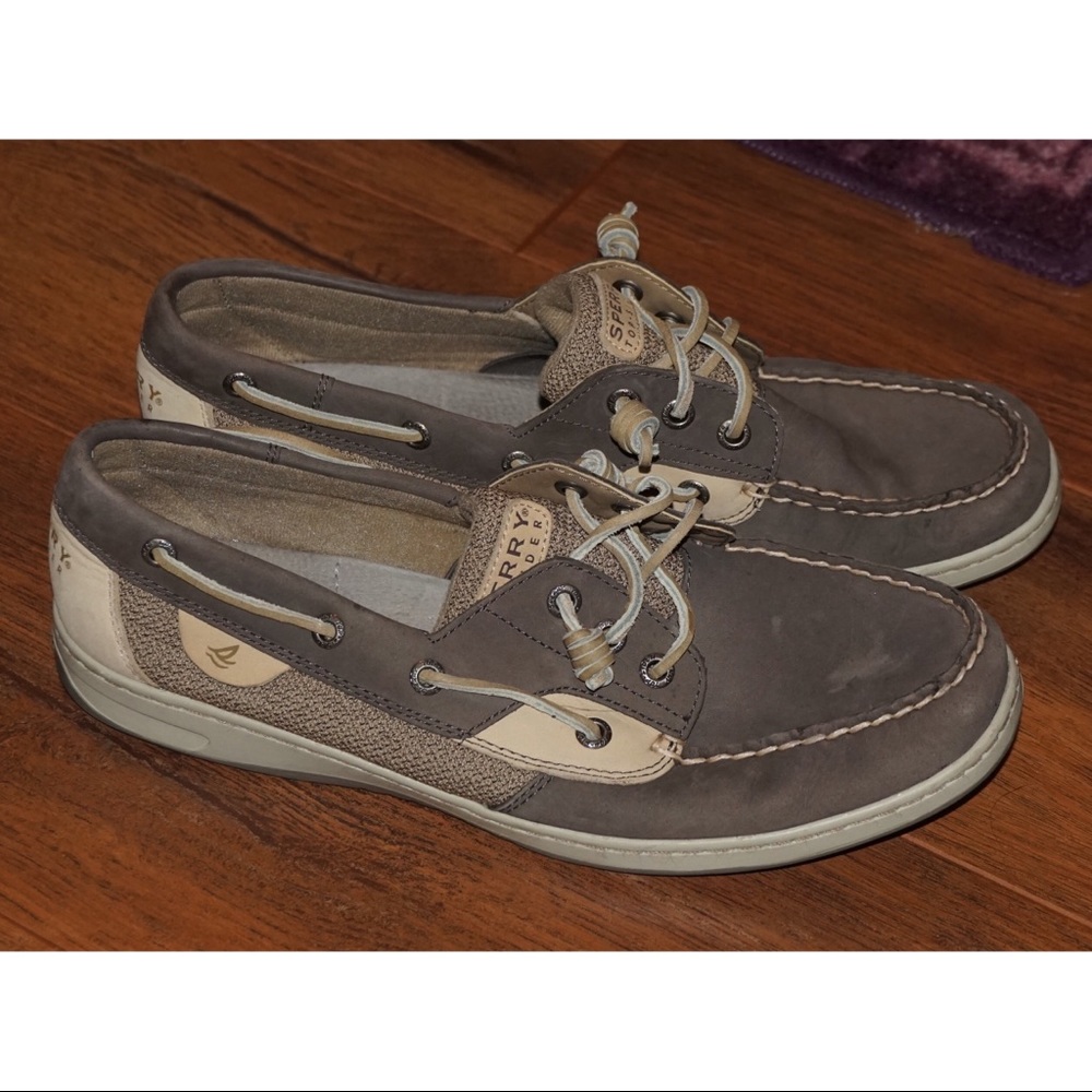 Grey Sperry No Tie Boat Shoes